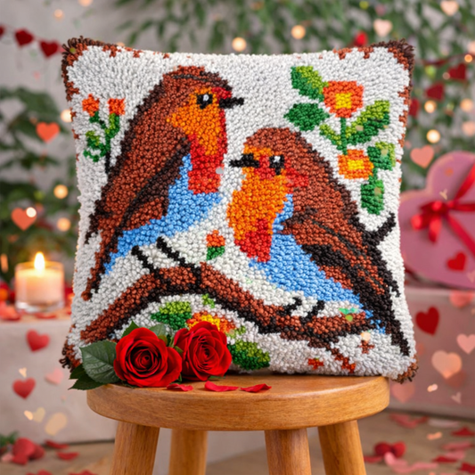 Robins on Branch Latch Hook Pillow Kit