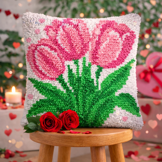 Three Tulips Latch Hook Pillow Kit